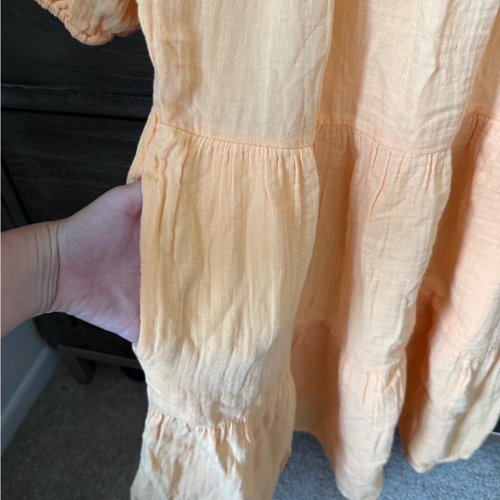 Old Navy Oange Puff Sleeved mini dress with pockets - Picture 3 of 6